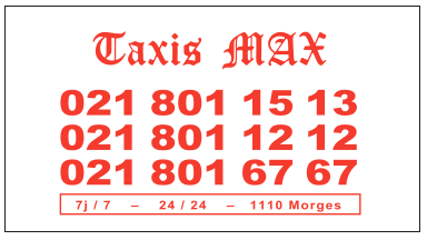 Entreprises de la région - Taxis à Etoy - Taxi Max